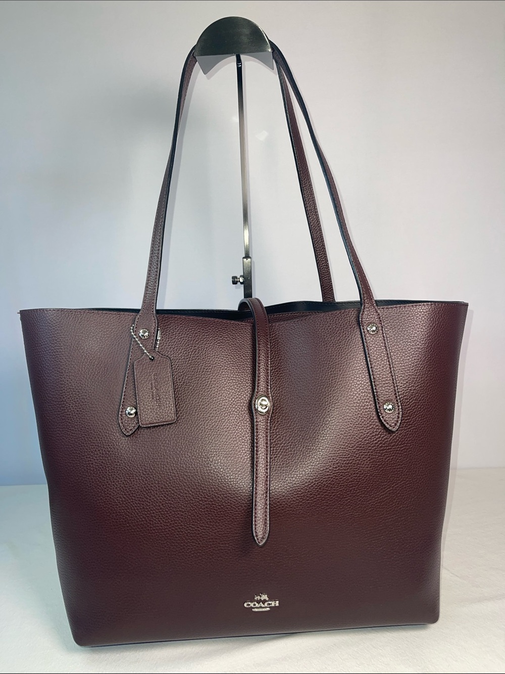 Coach Market Tote F1721-58849 Oxblood Pebble Leather Large Shoulder Bag